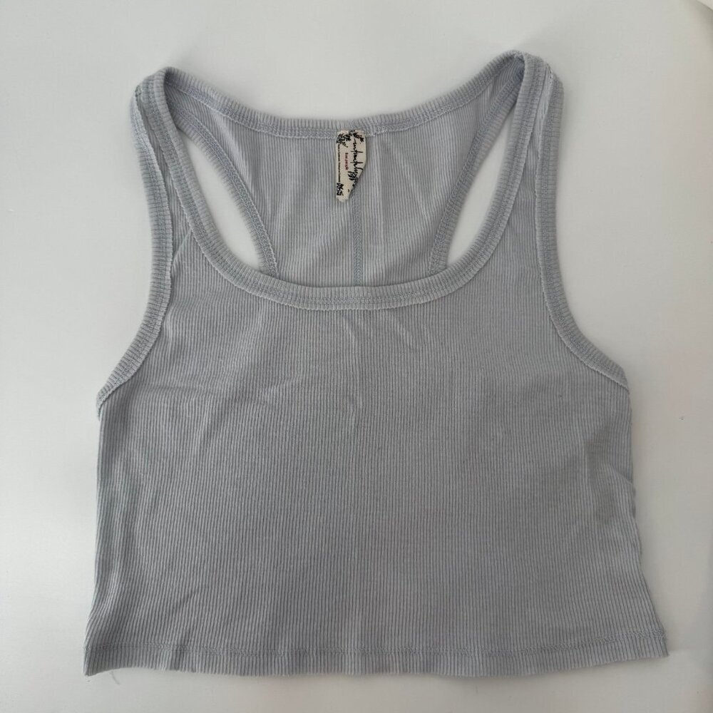 Free People Light Blue Cropped Tank Top S
